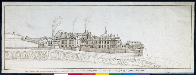 Die Abtei von Montmartre, mit rauchenden Schornsteinen