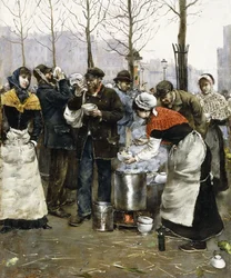 Suppe für die Massen an einem Wintertag, Paris, 1881