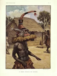 Le Masque mokenge des Bangongo, Illustration aus "Notes ethnographiques sur les peuples communément appelés Bakuba...", von Emil Torday