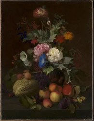 Stillleben mit Früchten und Blumen