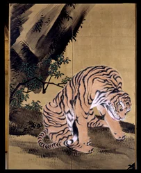 Tiger in einer Landschaft