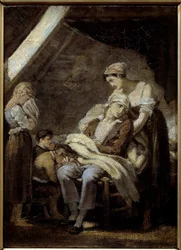 Die unglückliche Familie. Gemälde von Octave Tassaert (1800-1874)