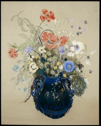 Eine Vase mit blauen Blumen, ca. 1905-08
