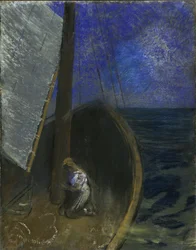 Heilige Frau in einem Boot