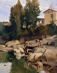 Renaioli (Sandgräber) am Fluss Mugnone