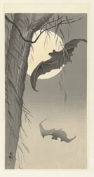 Zwei Fledermäuse bei Vollmond