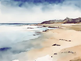Serene Küsten-Aquarell