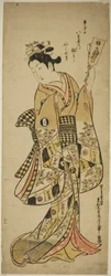 Yaoya Oshichi mit einem Federballschläger