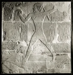 Edelmann auf der Jagd am Nil, 2600-2500 v. Chr. (Kalkstein)