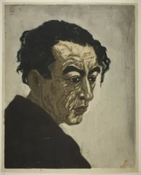 Porträt des Dichters Hagiwara Sakutaro (1886–1942), Autor von "Eisinsel"