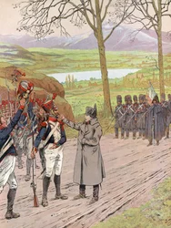Napoleon, auf seiner Rückkehr von Elba, wird kurzzeitig auf der Straße nach Grenoble blockiert