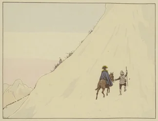 Napoleon überquerte den Mont St. Bernard auf einem Maultier, geführt von einem jungen Mann, den er großzügig belohnte, 16. Mai 1800
