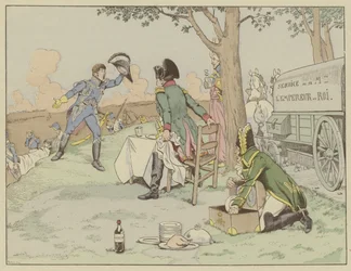 Napoleon erhält die Nachricht vom Tod seines besten Freundes, Marschall Lannes, in der Schlacht von Aspern-Essling, Mai 1809