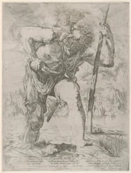 Der heilige Christophorus trägt das Christuskind