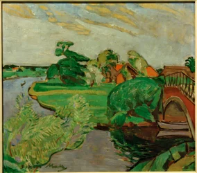 Flusslandschaft mit Brücke