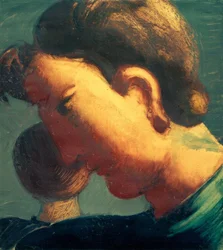 Großer Kopf von der Seite und kleiner Kopf