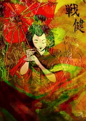 Japanischer Schirm Geisha