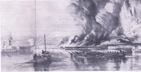 Der Fall von Sewastopol und der Rückzug der Russen, 8. September 1855, Illustration aus British Battles on Land and Sea, 1915