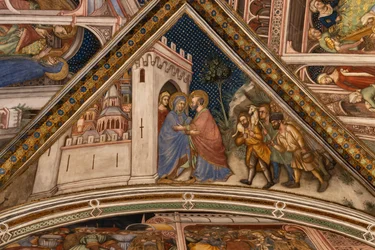 Detail des Gewölbes: Anna und Joachim treffen sich am goldenen Tor von Jerusalem