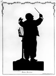 Silhouette von Anton Bruckner (1824-96), österreichischer Komponist, dirigierend (Gravur)