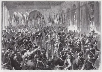Proklamation von König Wilhelm I. von Preußen zum Kaiser von Deutschland, Spiegelsaal, Palais de Versailles, Frankreich