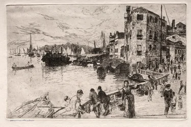 Radierungen von Venedig: Castello-Viertel, Riva, 19. Jahrhundert