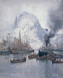Ankunft des Agnsilddampfers, Svolvaer