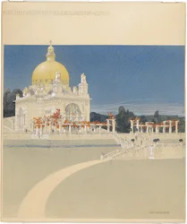 Kirche St. Leopold am Steinhof, Wettbewerbsprojekt, Perspektive