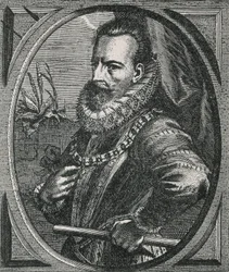 Porträt des Condottiere Alexander Farnese, Herzog von Parma, Gouverneur der Niederlande (1545-1592), nach Otto van Veen (Gravur)