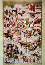 Osmanisches Reich: Sultan Suleiman I, genannt der Prächtige, in der Schlacht von Mohacs am 29.08.1526 gegen die Armee des Königreichs Ungarn, kommandiert von König Ludwig II
