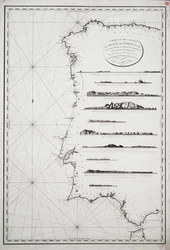 Karte der Küsten von Spanien und Portugal, von Kap Pinas bis zur Straße von Gibraltar, konstruiert und sorgfältig gezeichnet nach den neuesten Beobachtungen der Offiziere der französischen und spanischen Marine