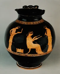 Drei Musen. Rotfigurige Oinochoe