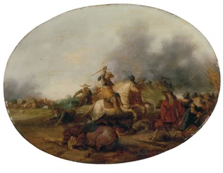 Kavalleriegefecht mit gefallenem Pferd