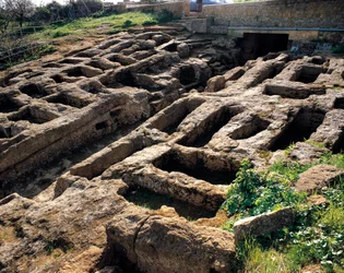 Ruinen der christlichen Nekropole im Tal der Tempel, 4. bis 5. Jahrhundert. Agrigent, Sizilien, Italien