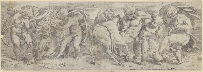 Betrunkener Satyr und Putti