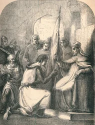 Hugh de Vermandois erhält ein geweihtes Banner von Papst Urban, 1869