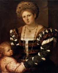 Porträt einer Dame mit einem Jungen, 1530er Jahre