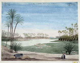 Ägypten: Blick auf das Dorf Metriham bei Memphis. 1819