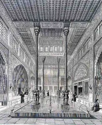 Innenansicht des Palastes von Chahar Bagh, in Isfahan, aus 