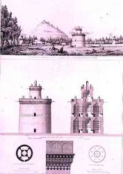 Ansicht und Details eines Taubenschlags in Isfahan, aus 