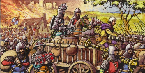 Die Stadt Bar-sur-Seine im Jahr 1359 in Brand gesetzt (Gouache auf Papier)