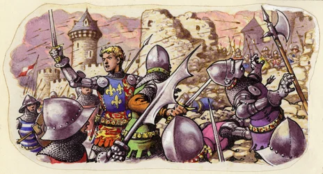 Harfleur belagert von König Heinrich V. (Gouache auf Papier)