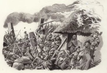 Eine römische Legion stürmt Maiden Castle