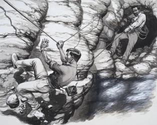 Kletternde Archäologen