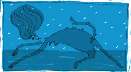 Strega del Tchesal (Chiesale): Hexe, die sich in eine Katze verwandelt, um Männer auszuspionieren. Illustration von Patrizia La Porta