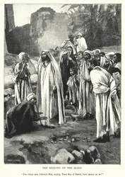 Die Heilung des Blinden (Gravur)