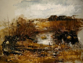 Wasserloch mit Weidensträuchern