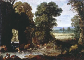 Waldlandschaft mit Nymphen und Satyrn