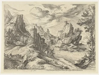 Felsenküste in Kampanien mit Stadt und Reisenden