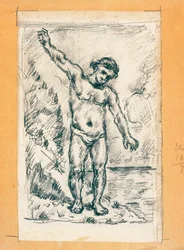 Badender mit ausgebreiteten Armen, ca. 1874-77